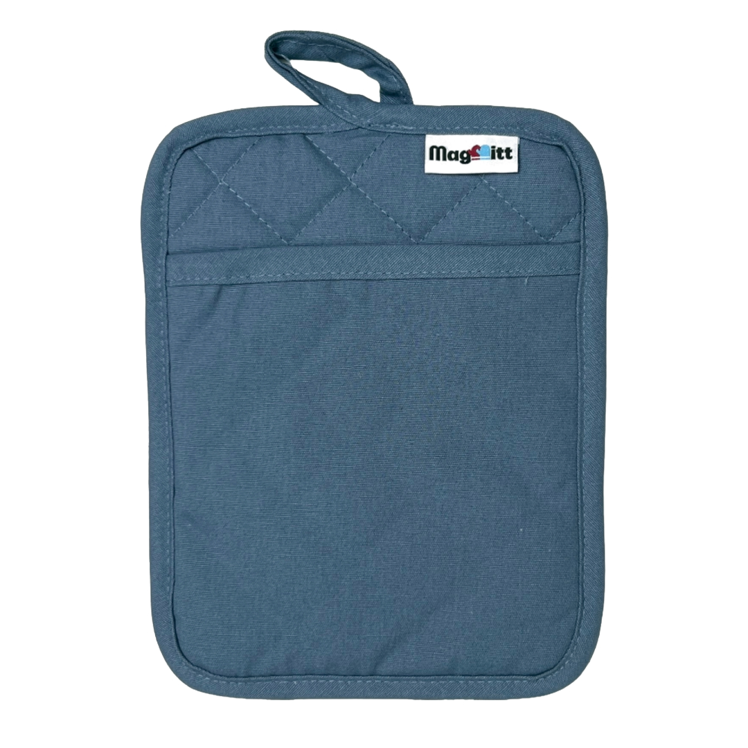 3-Piece Heavyweight Cotton Magnetic Oven Mitt & Pot Holder Set – Blue Steel