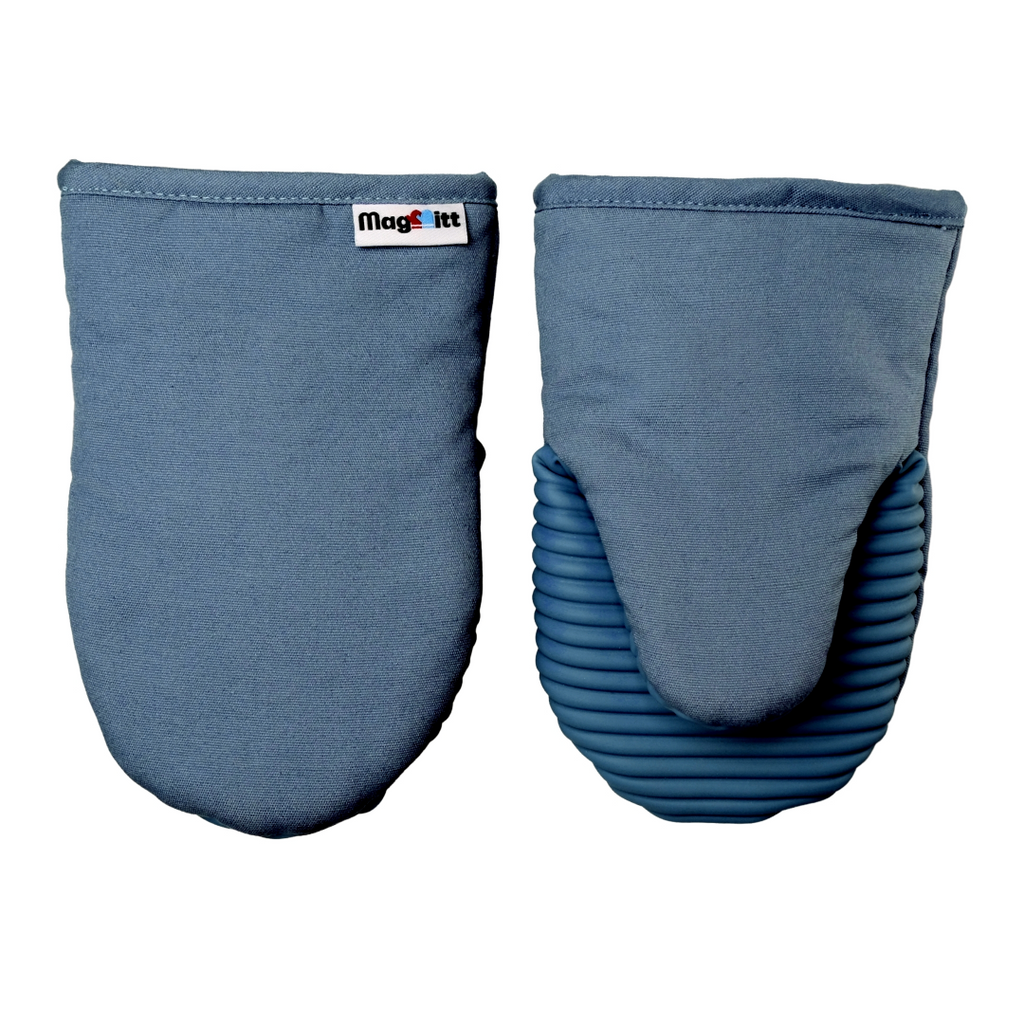 3-Piece Heavyweight Cotton Magnetic Oven Mitt & Pot Holder Set – Blue Steel