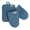 3-Piece Heavyweight Cotton Magnetic Oven Mitt & Pot Holder Set – Blue Steel