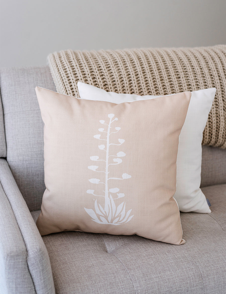 Brown Agave Bloom Linen Pillow