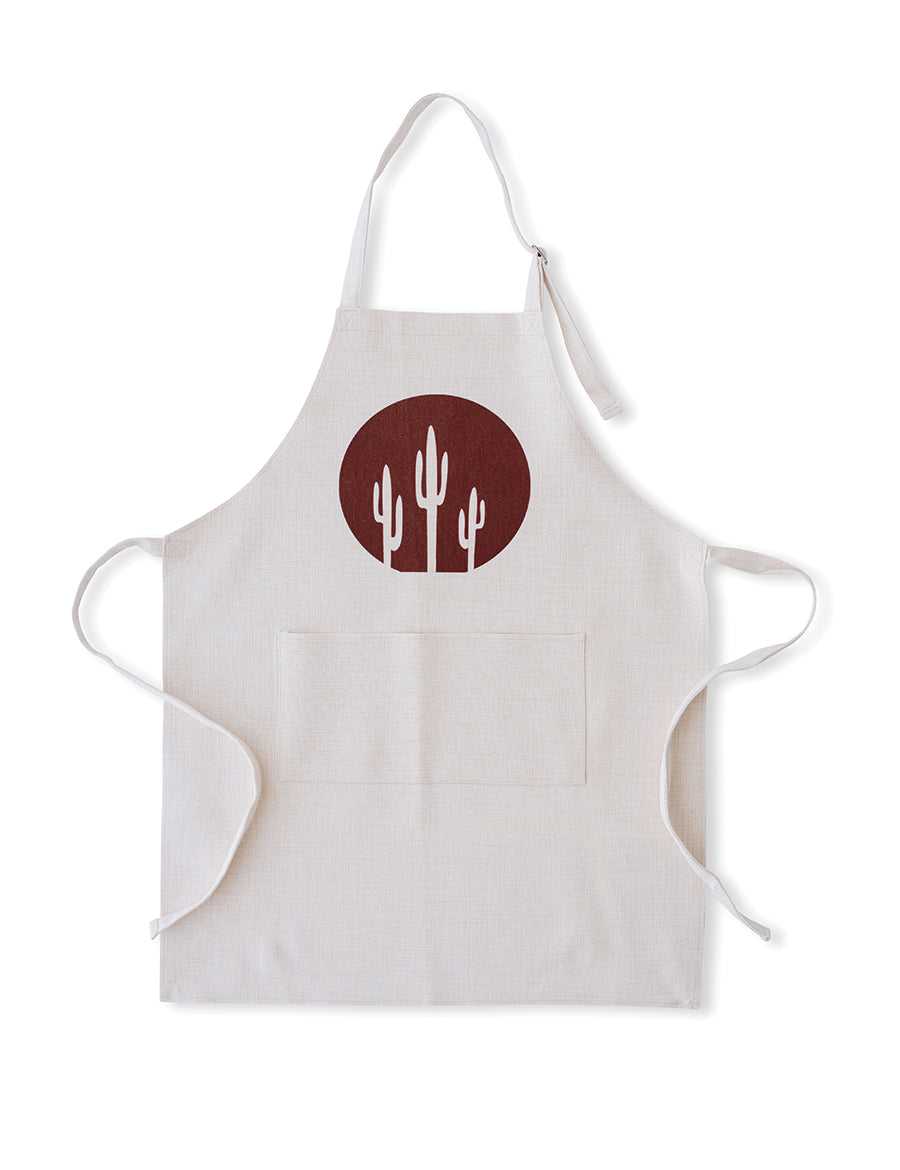 Saguaro Dark Clay Linen-Blend Kitchen Apron