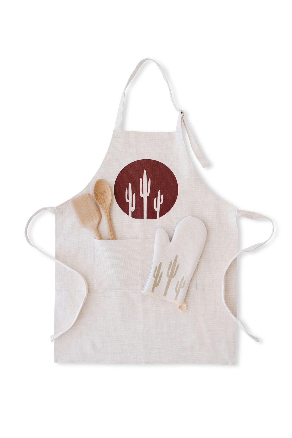 Saguaro Dark Clay Linen-Blend Kitchen Apron
