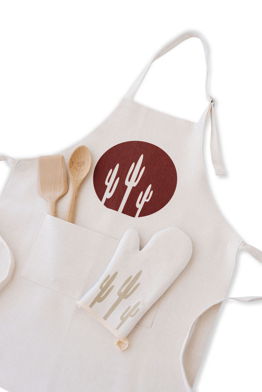Saguaro Dark Clay Linen-Blend Kitchen Apron