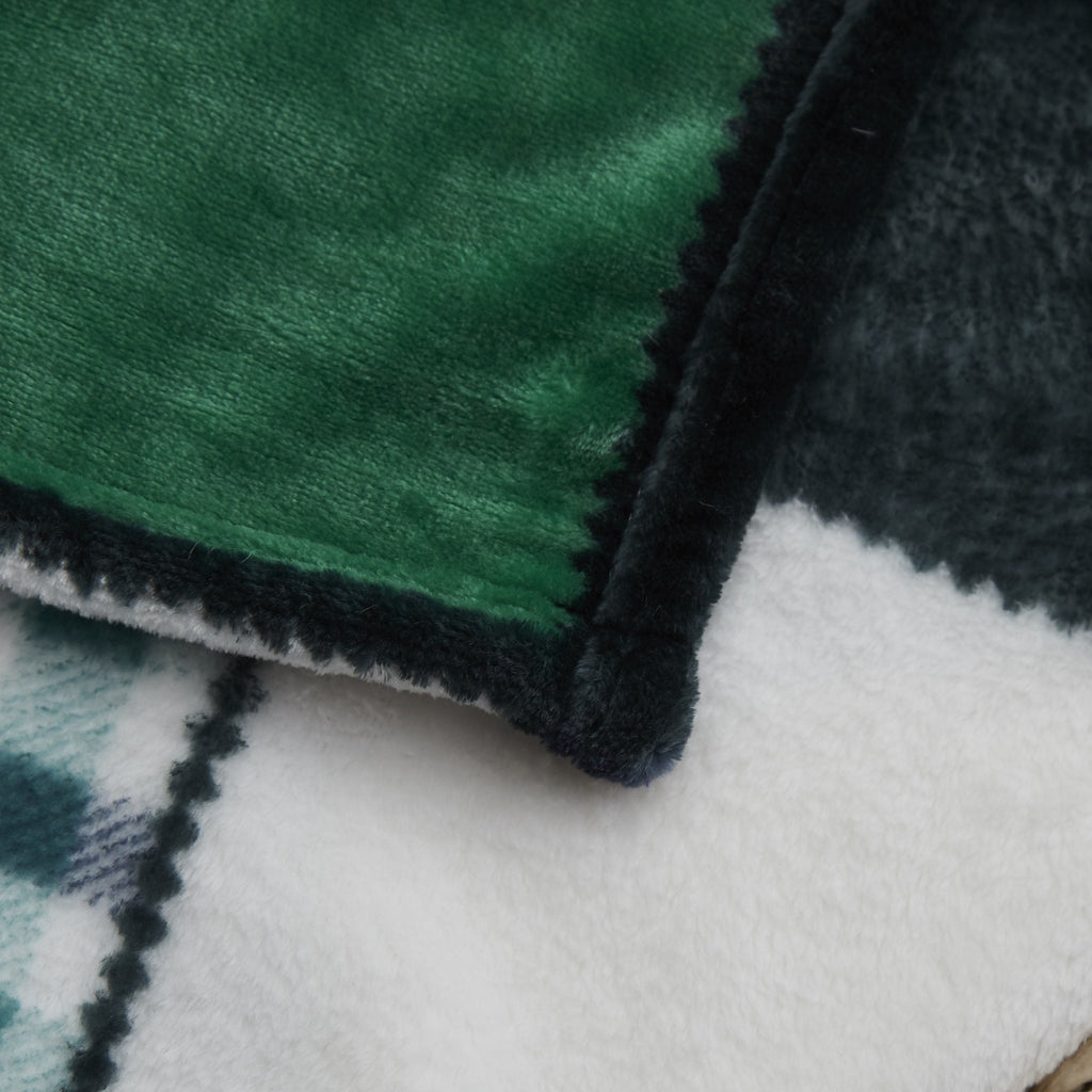 Forest Green Plaid Flannel Throw Blanket