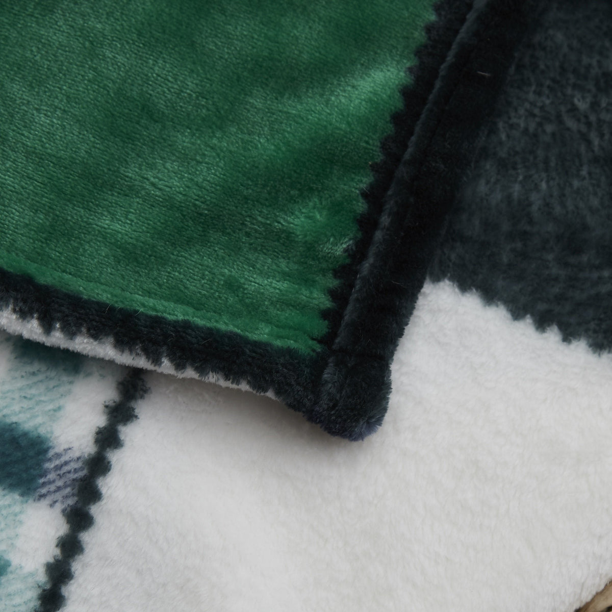 Forest Green Plaid Flannel Throw Blanket