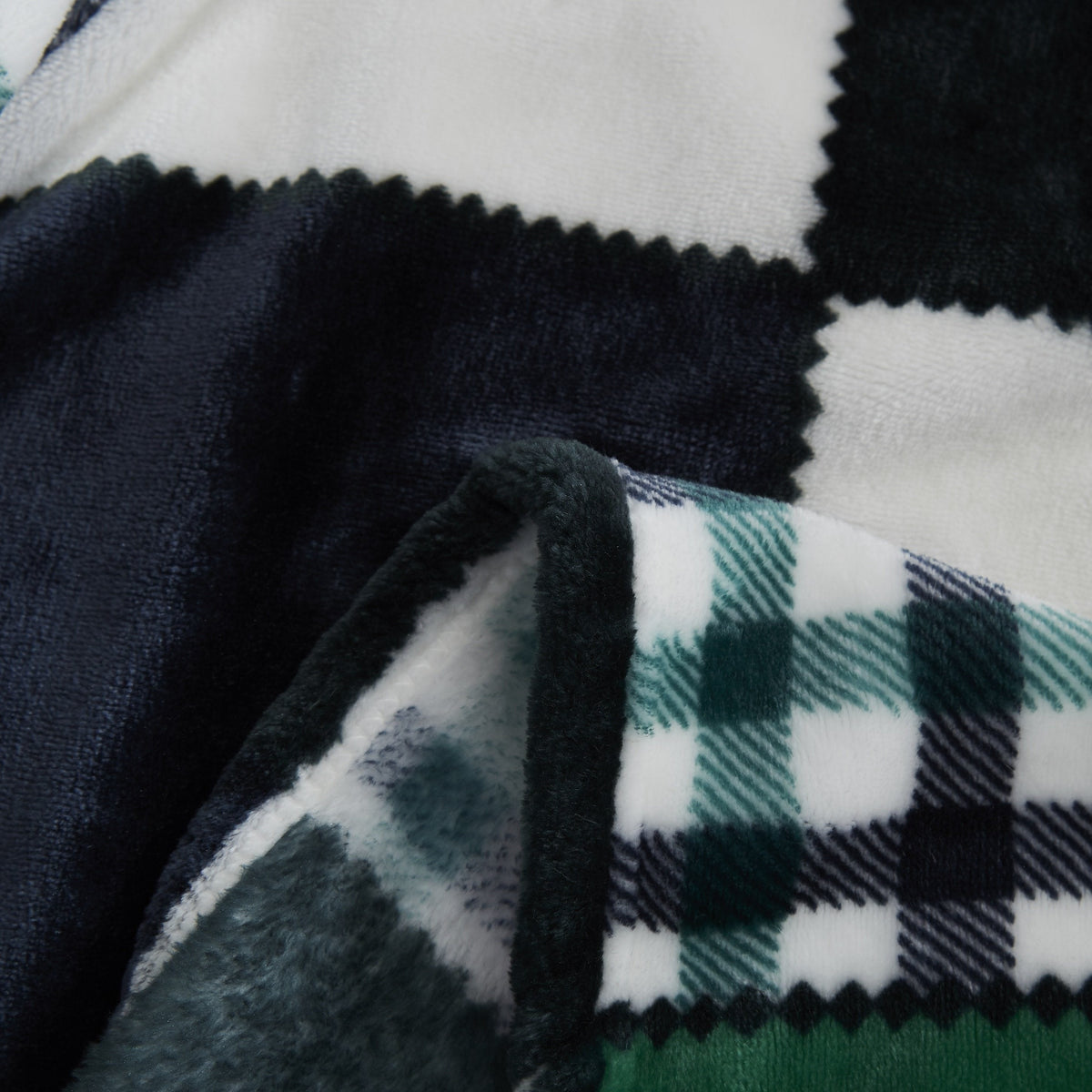 Forest Green Plaid Flannel Throw Blanket