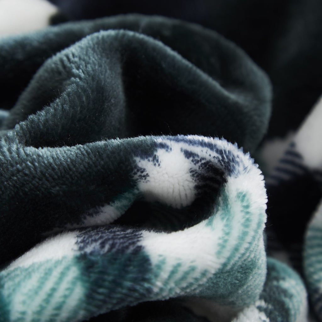 Forest Green Plaid Flannel Throw Blanket