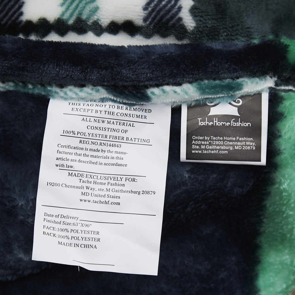 Forest Green Plaid Flannel Throw Blanket