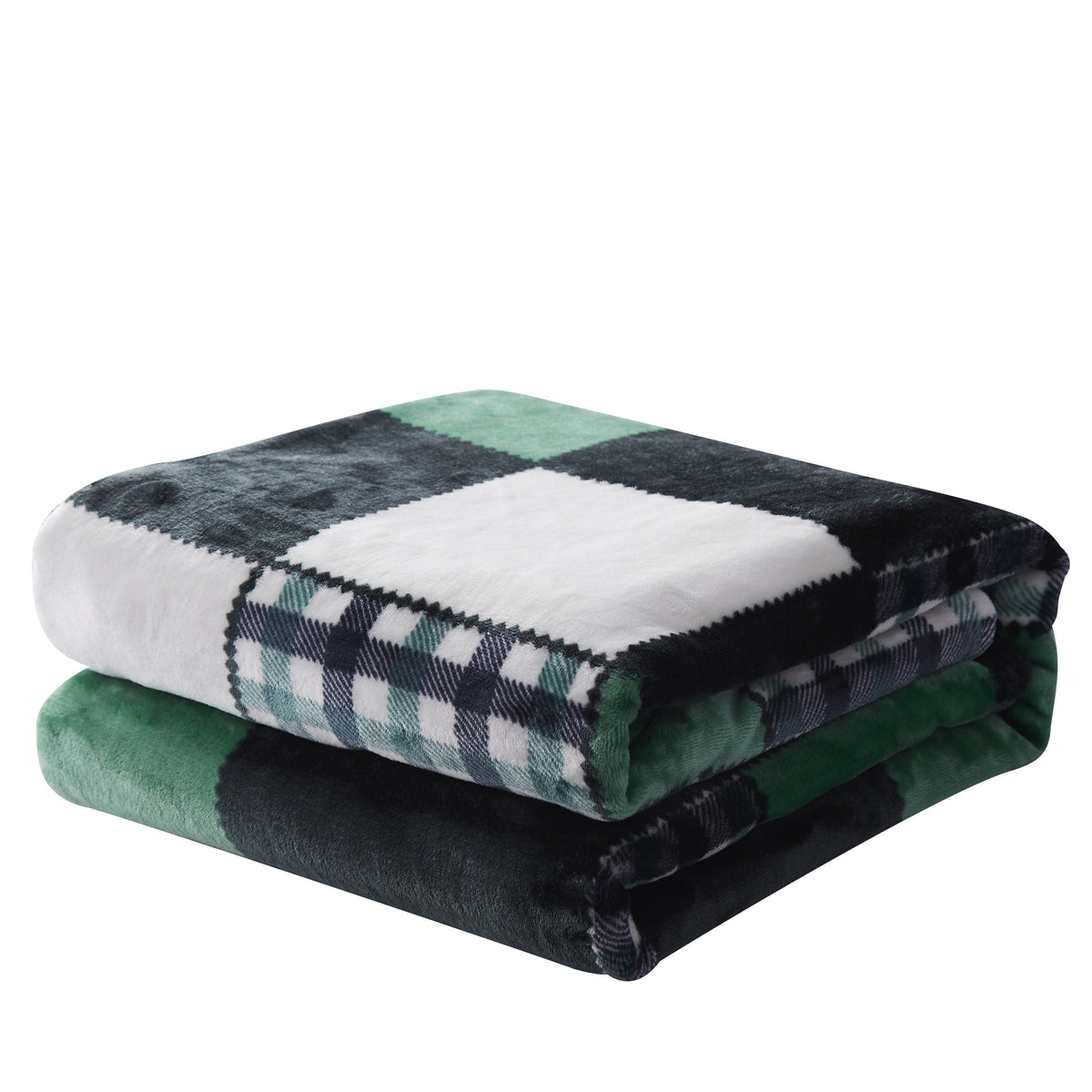 Forest Green Plaid Flannel Throw Blanket