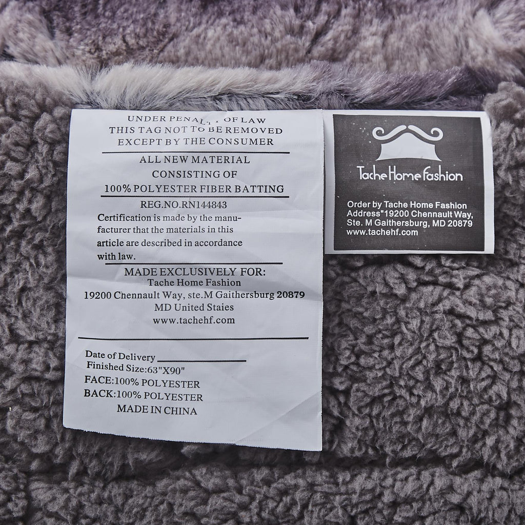 Luxury Charcoal Black Striped Faux Fur Blanket