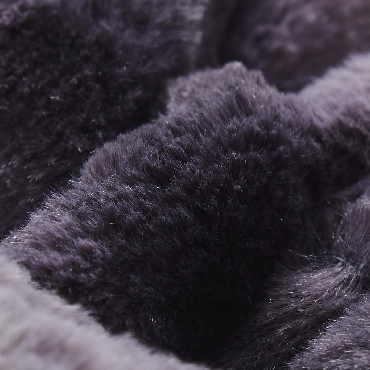 Luxury Charcoal Black Striped Faux Fur Blanket