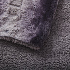 Luxury Charcoal Black Striped Faux Fur Blanket