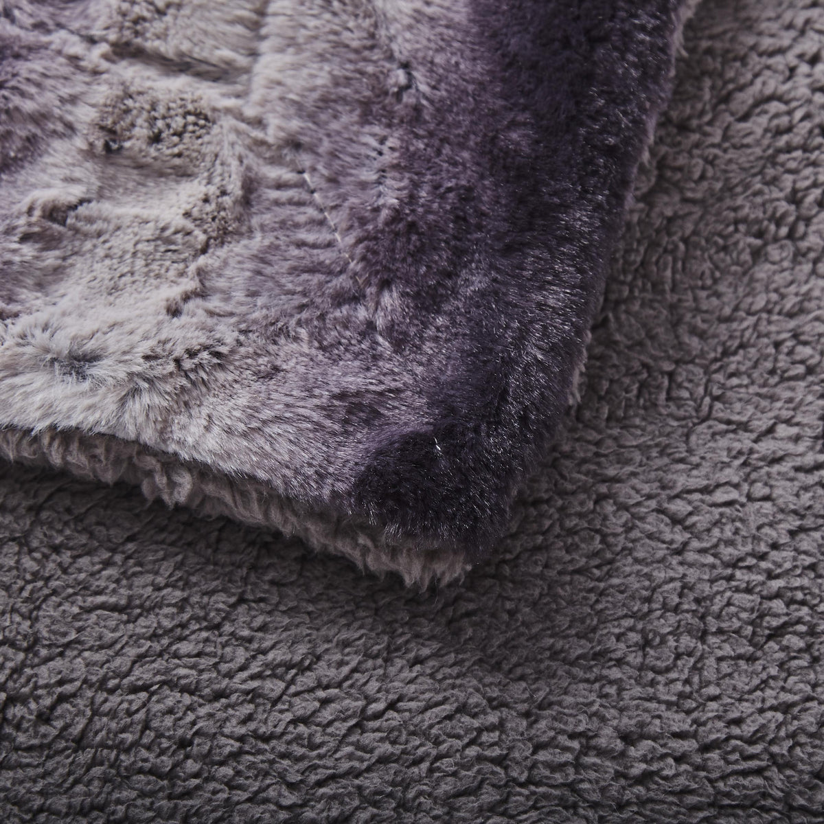 Luxury Charcoal Black Striped Faux Fur Blanket