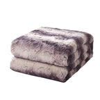 Luxury Charcoal Black Striped Faux Fur Blanket