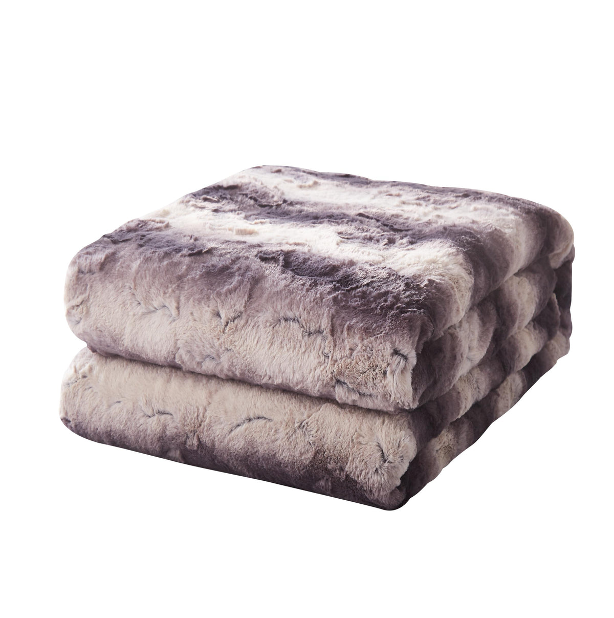 Luxury Charcoal Black Striped Faux Fur Blanket
