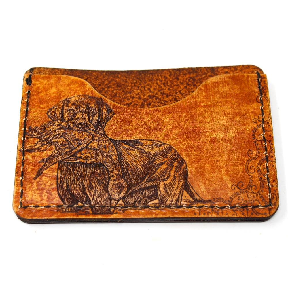 Handcrafted Leather Slim Card Holder Wallet  - Mallard Ducks