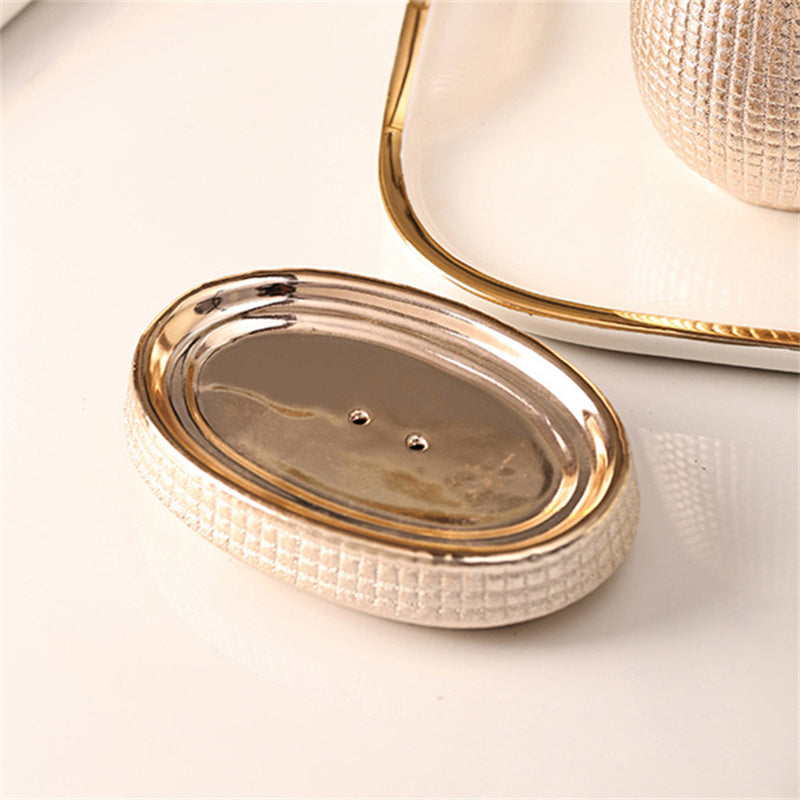 Rose Gold Ceramic Bathroom Accessory Set – 4 Pieces