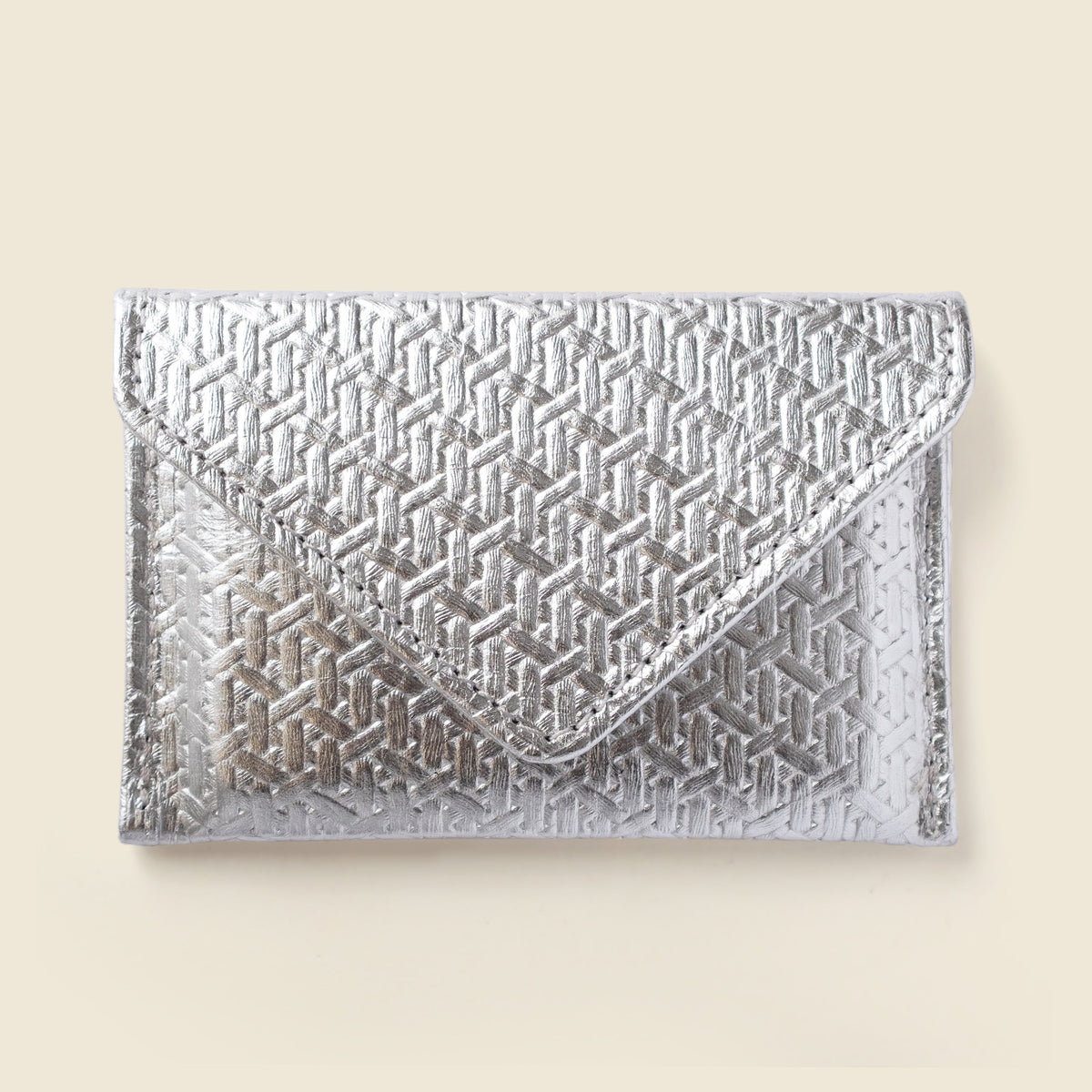 Mini Envelope Wallet With RFID protection - Silver Woven