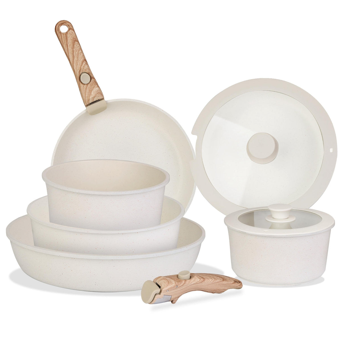 NewHome 9-Piece Nonstick Cookware Set with Detachable Handles