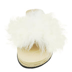 White Feather Vegan Leather Espadrille Slides