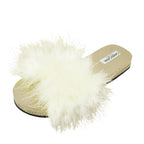 White Feather Vegan Leather Espadrille Slides