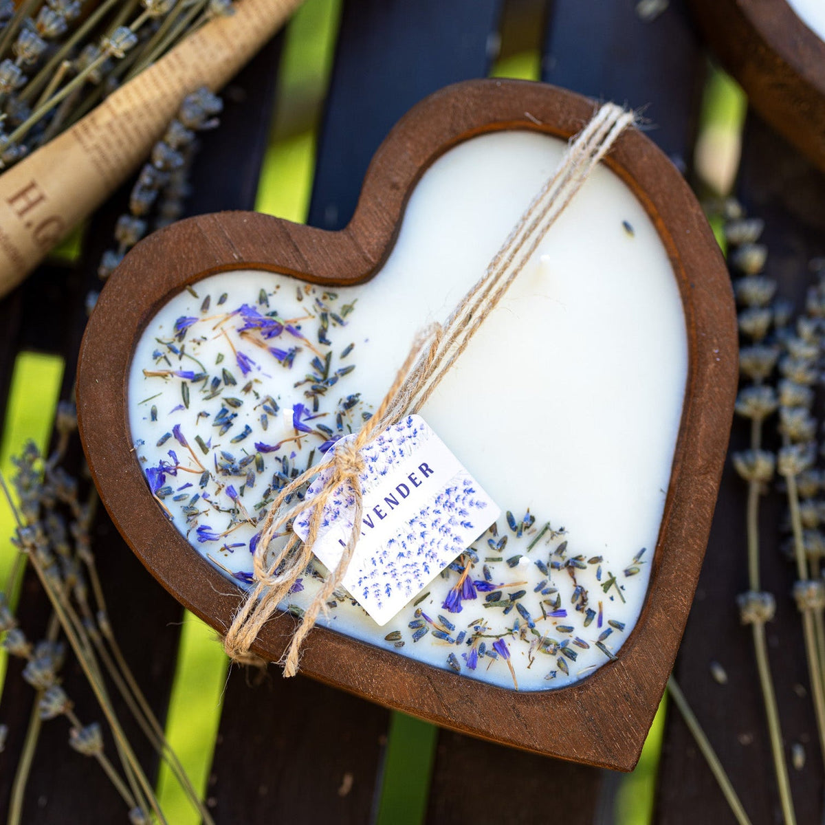 Lavender Heart Dough Bowl Candle