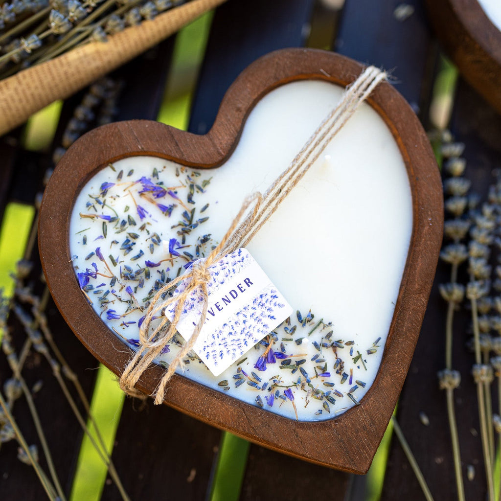 Lavender Heart Dough Bowl Candle