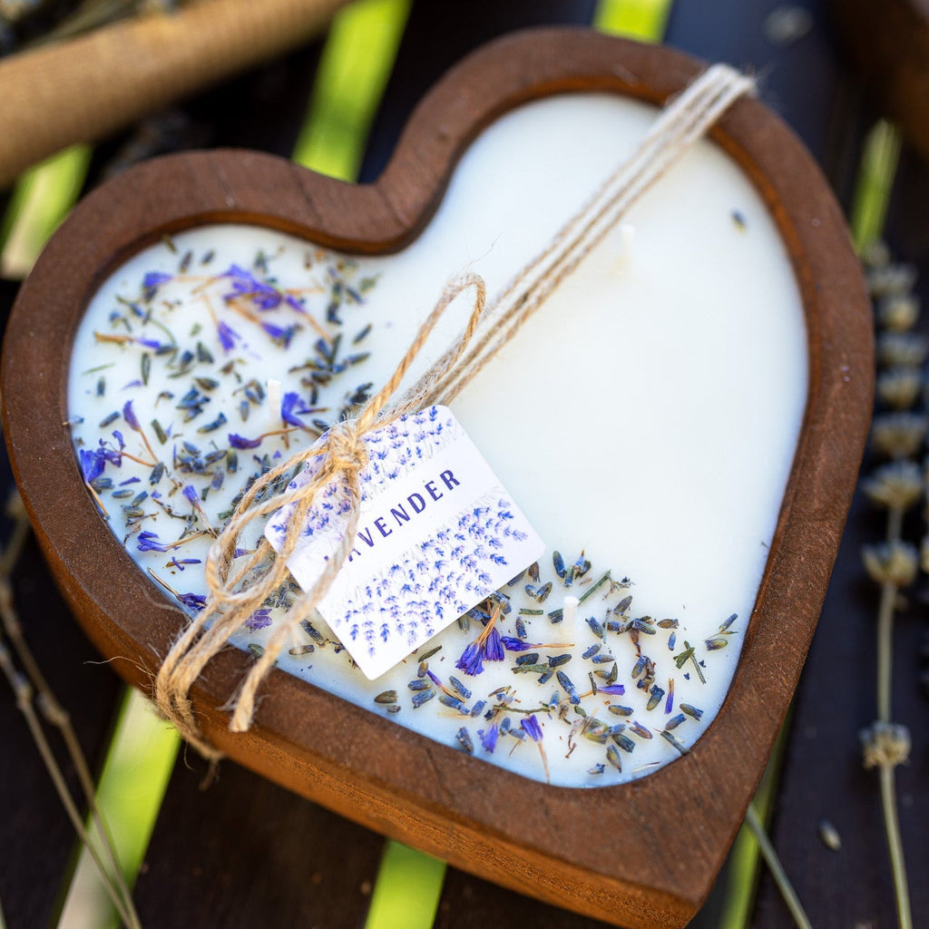 Lavender Heart Dough Bowl Candle