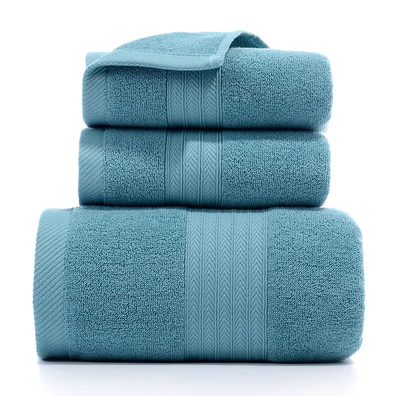 3-Piece Thick Cotton Bath & Face Towel Set