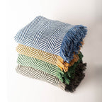 Golden Herringbone Reversible Cotton Throw Blanket