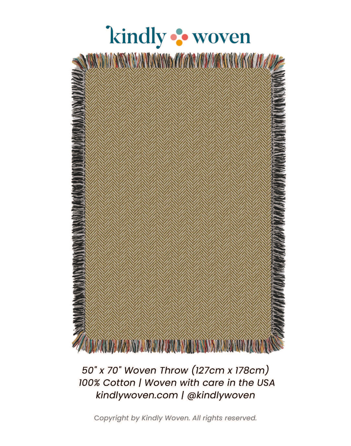 Golden Herringbone Reversible Cotton Throw Blanket