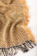 Golden Herringbone Reversible Cotton Throw Blanket