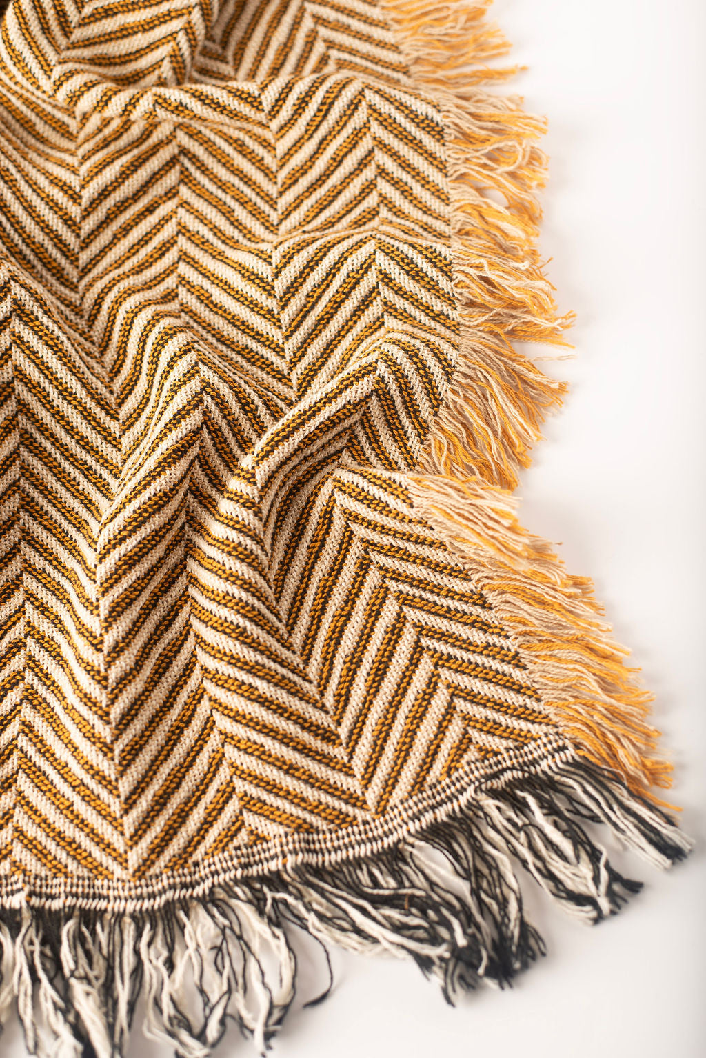 Golden Herringbone Reversible Cotton Throw Blanket