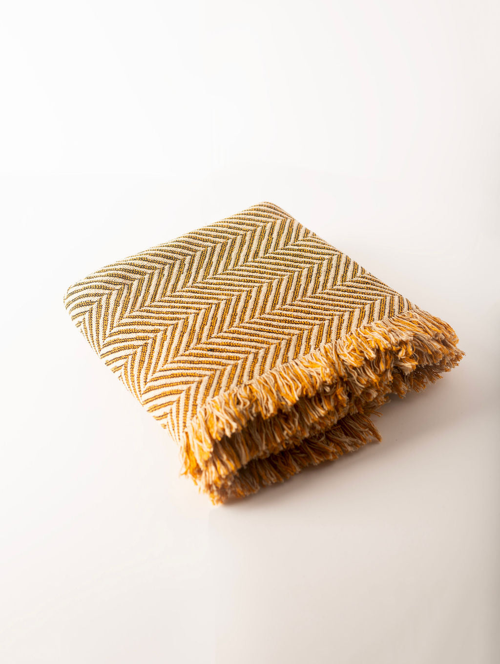Golden Herringbone Reversible Cotton Throw Blanket
