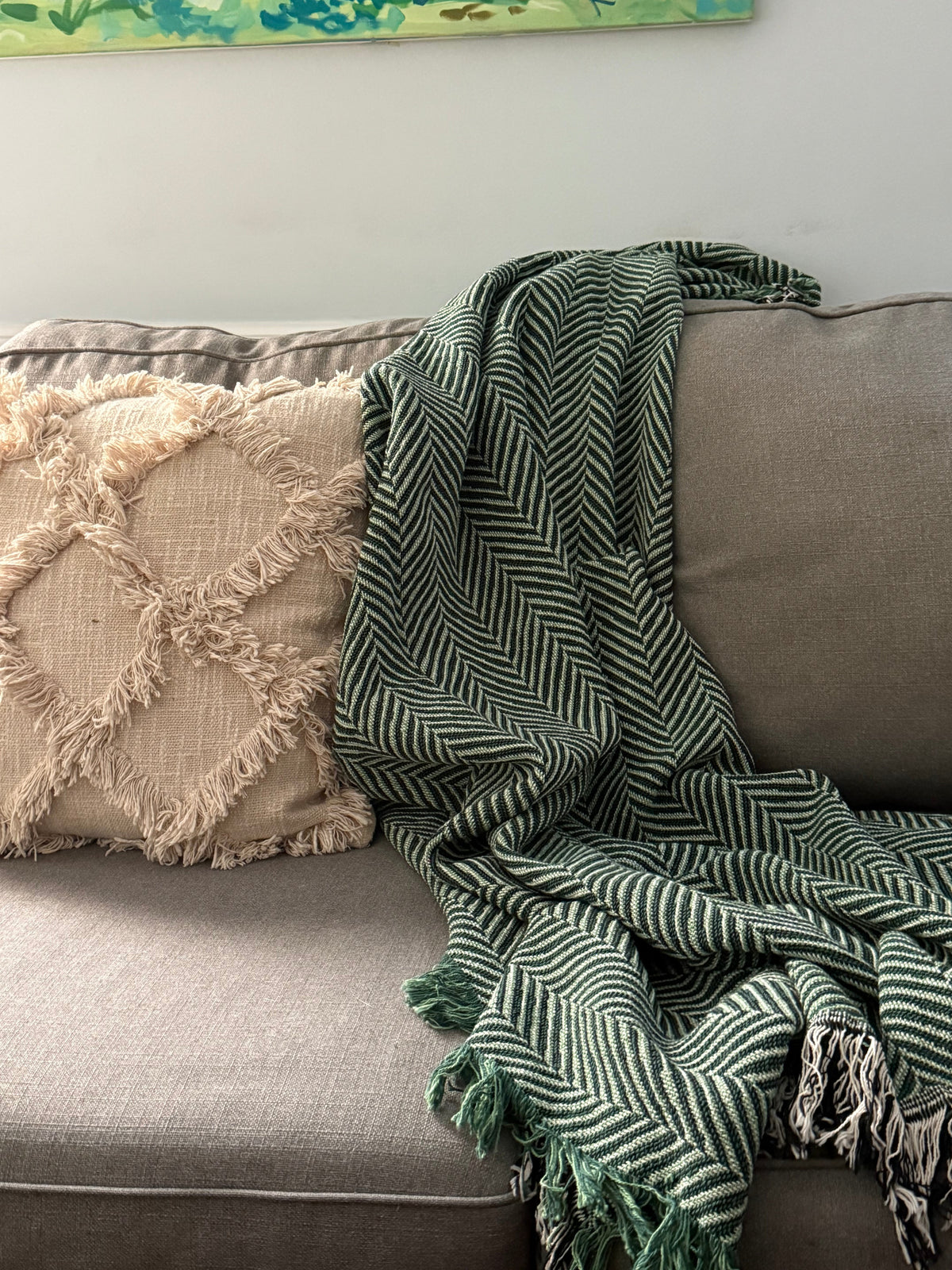 Golden Herringbone Reversible Cotton Throw Blanket