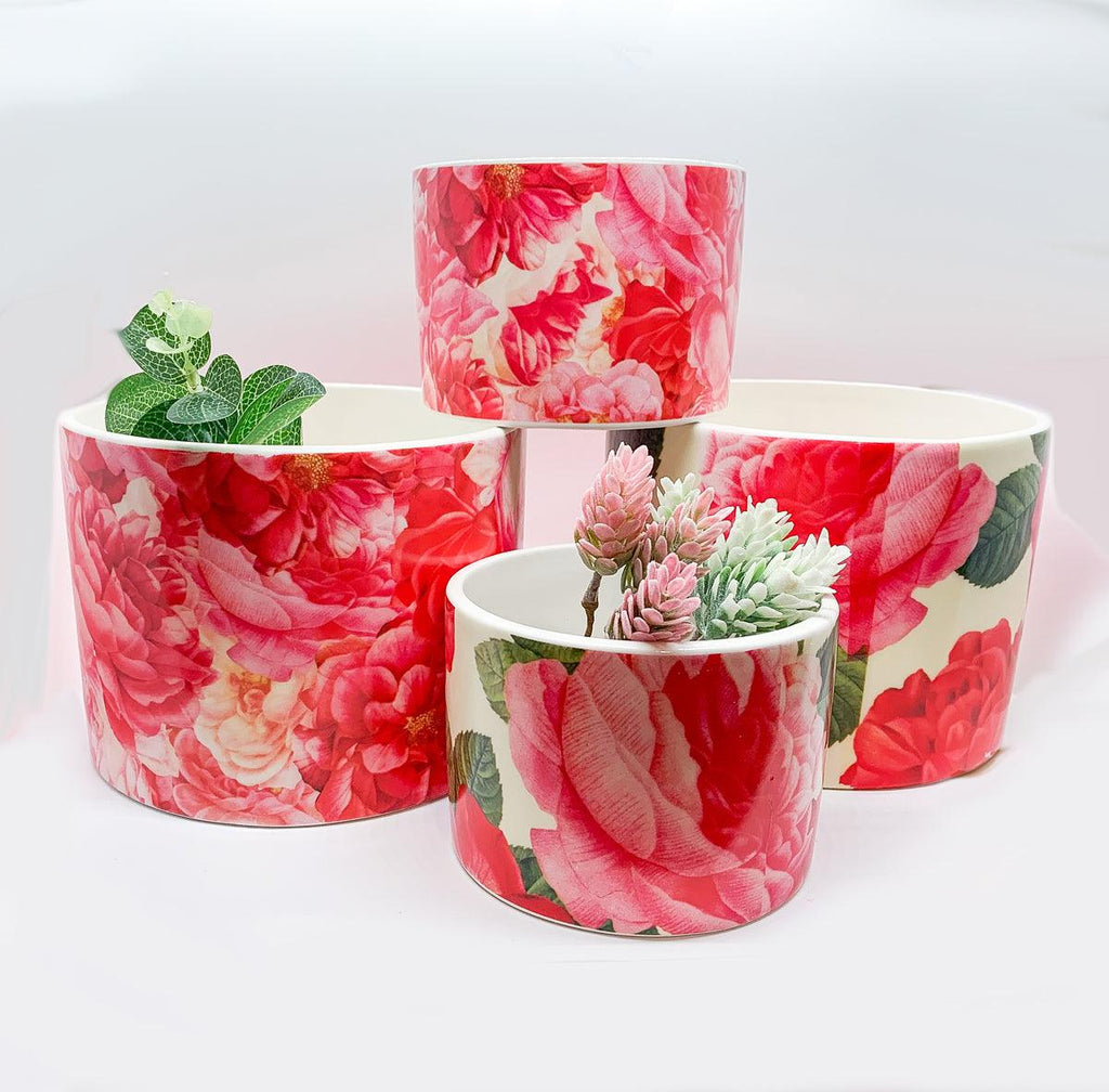 Rose Marie Floral Ceramic Cachepot
