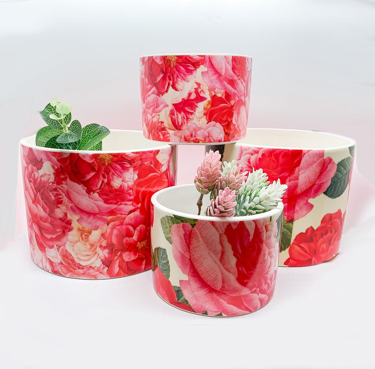 Rose Marie Floral Ceramic Cachepot