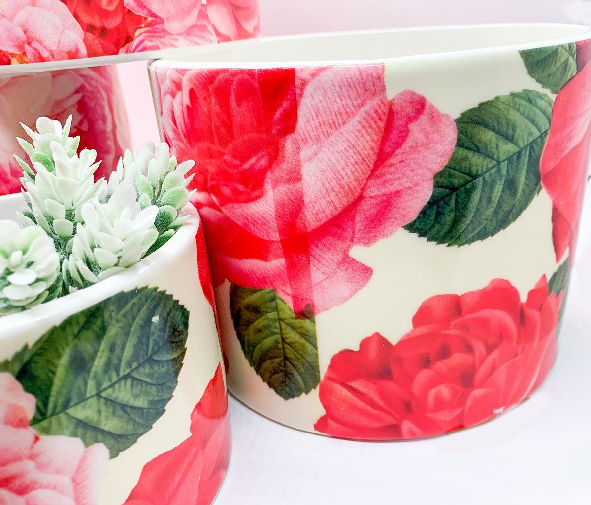 Rose Marie Floral Ceramic Cachepot