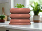 Ribbed Bubble Plant Pot With Drainage and Saucer
