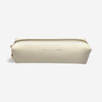 Soft PU Leather Pencil Pouch – Gold Zip Utility Case Descripción