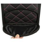 Golf Shoe Bag | Premium PU Leather Golf Shoe Organizer | Quilted Travel Shoe Case with Accessory Pocket, Carry Handle & Ventilation | Black/Pink