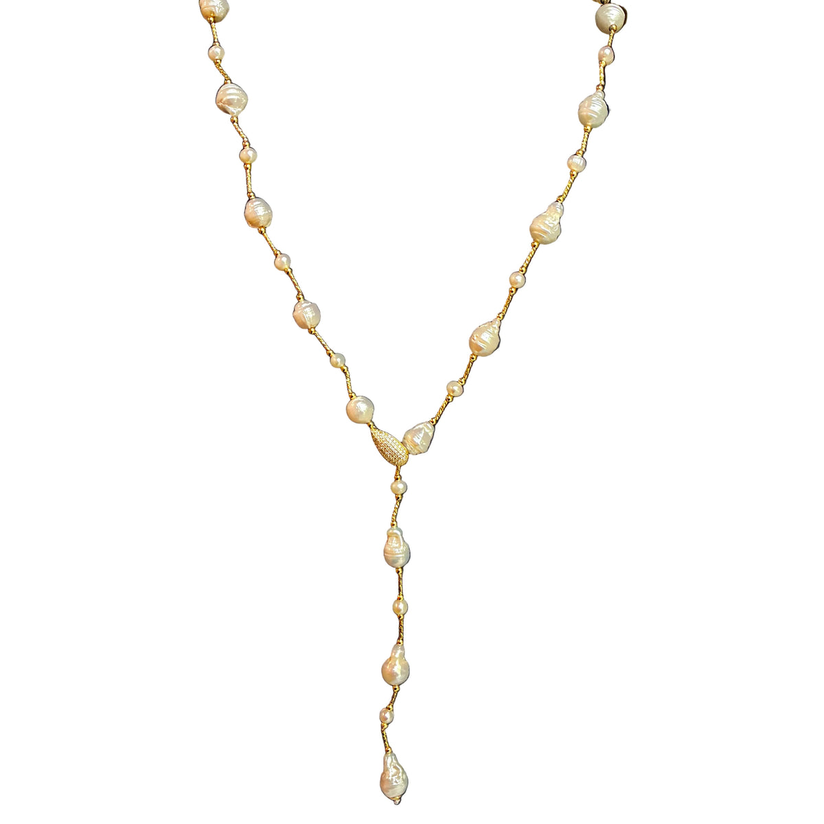 French Fresh Water Pearl Lariat Necklace