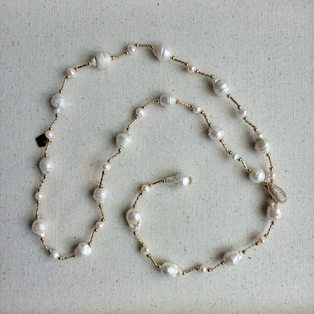 French Fresh Water Pearl Lariat Necklace