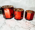 Red & Gold Mercury Candle Holder Vase