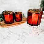 Red & Gold Mercury Candle Holder Vase