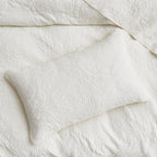 Tache Vanilla Cream Ivory Paisley Damask Stitch Matelassé Cotton Quilt Set (JHW-643)