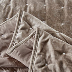 Tache Plush Dreams Sand Taupe Beige Tufted Velvet Quilt Set (JHW-853B)
