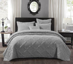 Tache Soothing Pastel Silver Diamond Stitch Light Gray Cotton Quilt Set (JHW-862)