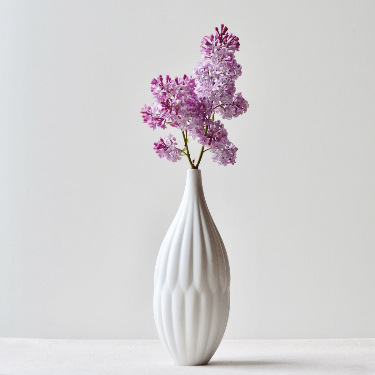 Textured Porcelain Vases White - set of 3