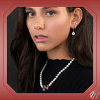 MASSETE White Round Freshwater Cultured Pearl Necklace for Women Sterling Silver Flower Clover Clasp 7mm 19"